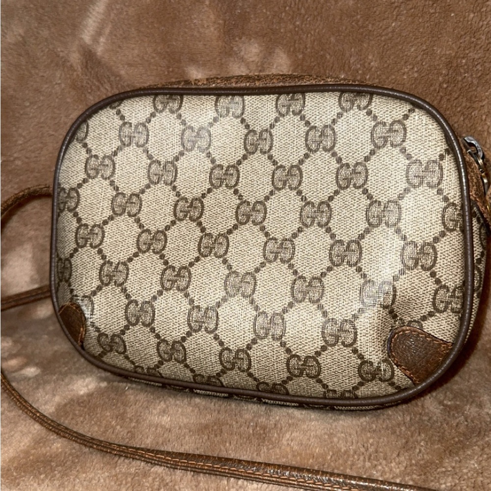 Gucci Beige GG Canvas Crossbody with Brown Leather Trim and Green-Red Web - Picture 3 of 15